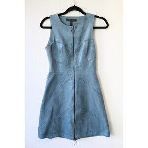 BCBG Maxazria Alaina blue gray faux suede mini dress 0